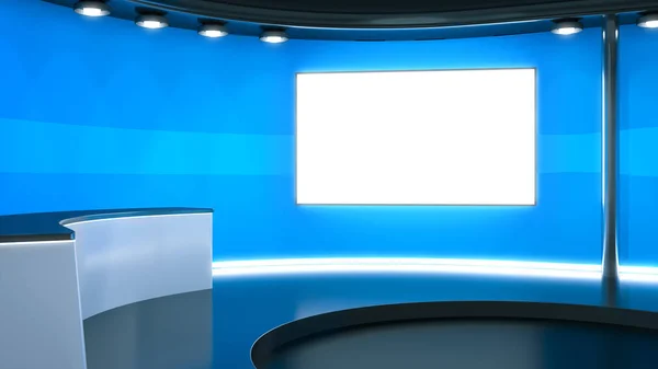 Blue television studio interior — Stock Photo, Image