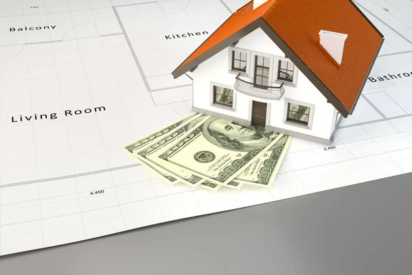 Planning to build a house with money — Stock Photo, Image