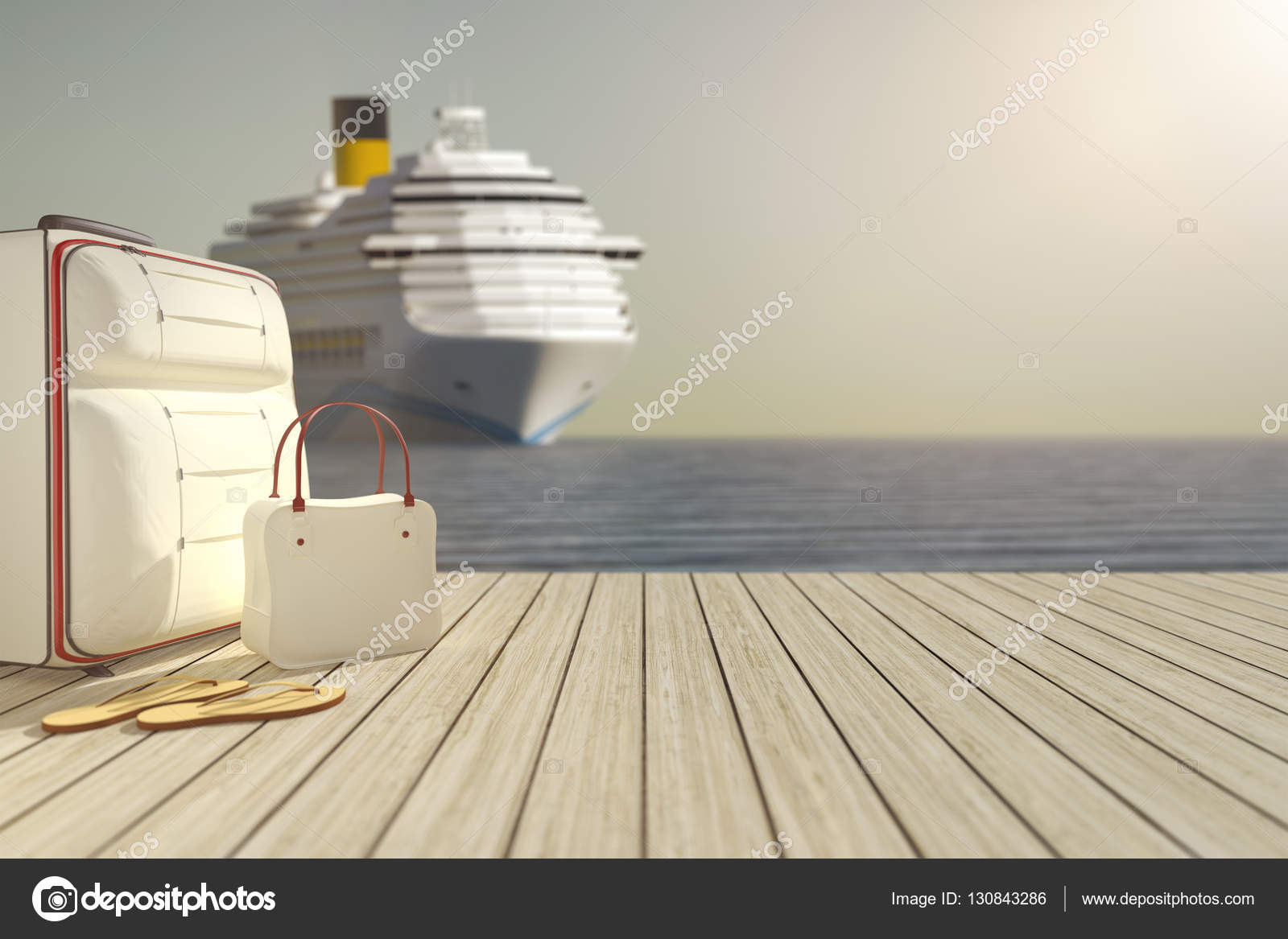 Luggage and a cruise ship Stock Photo by ©magann 130843286