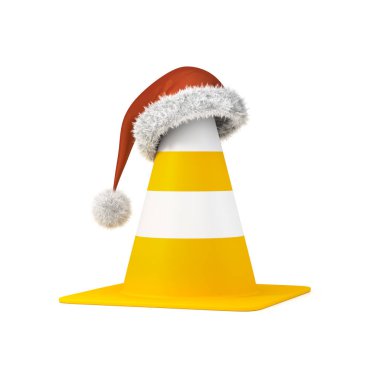 Noel şapka ile trafik koni