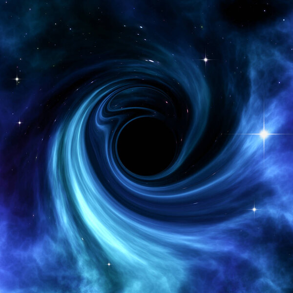 черная дыра с голубой туманностью
