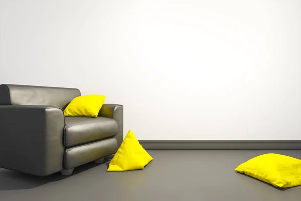 Крісло з жовтими подушками — стокове фото