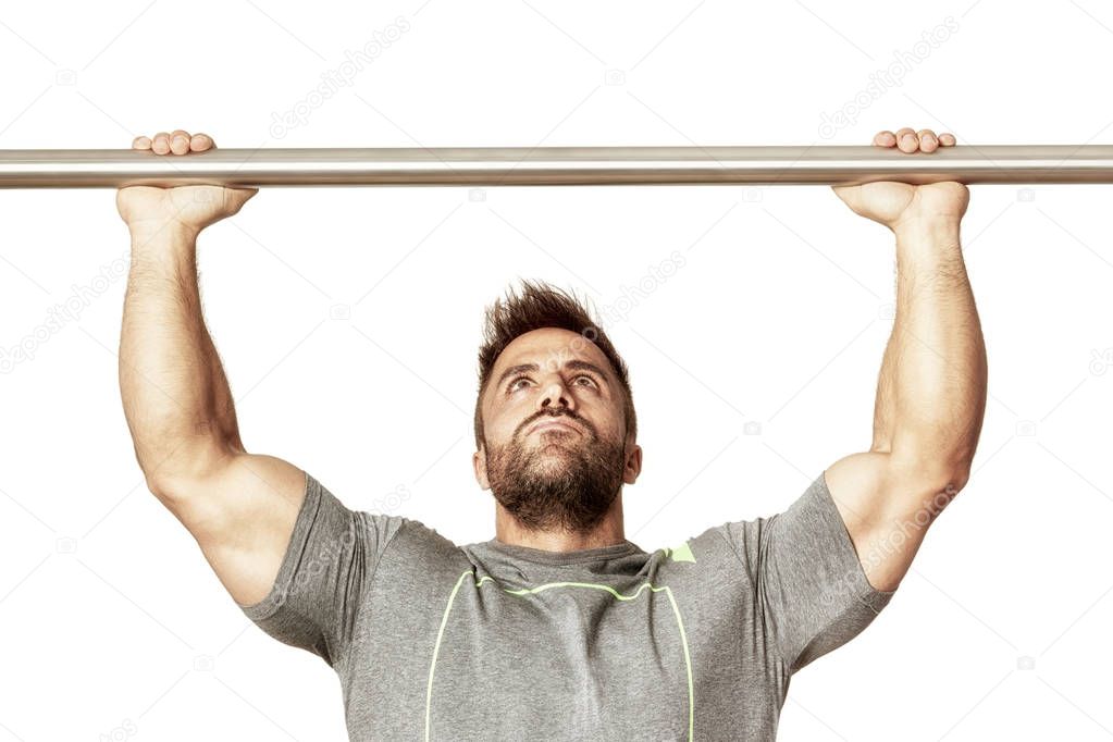 strong man with beard training