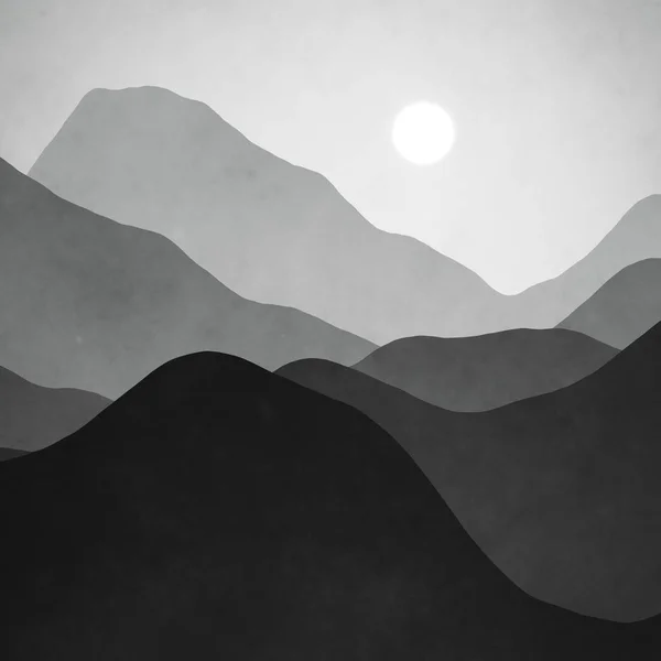 Серый пейзаж с солнцем — стоковое фото