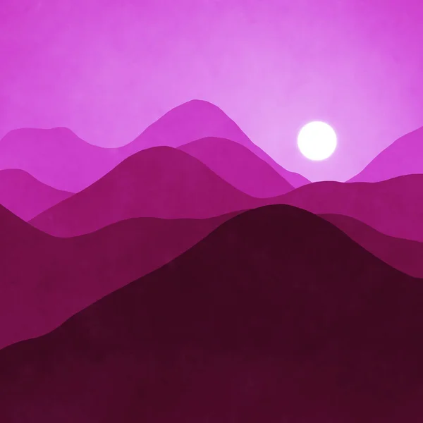 Roze landschap met zon — Stockfoto