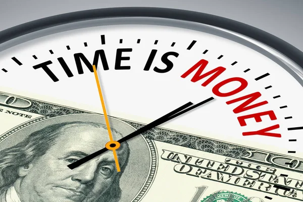 Clock with text time is money — Stock Photo, Image