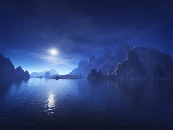 Темно-синій фантастичний пейзаж — стокове фото