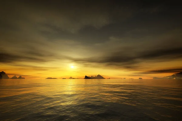 Puesta de sol fantasía sobre el océano — Foto de Stock