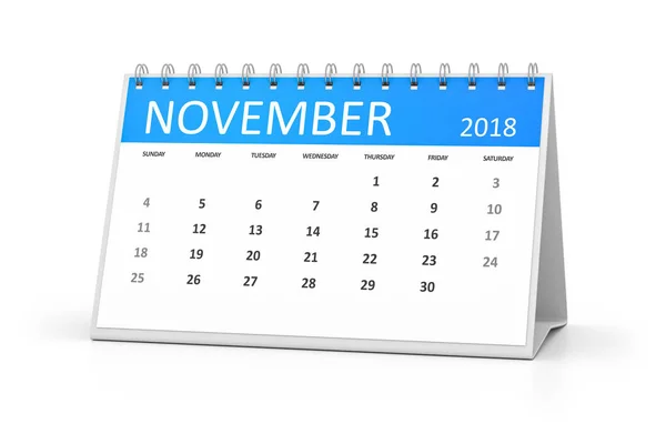 Calendario de la tabla 2018 noviembre — Foto de Stock