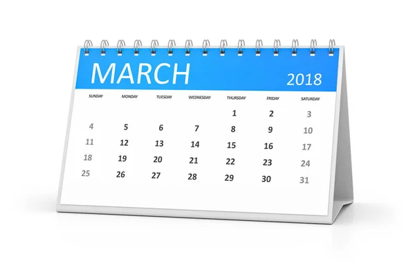 Tabel 2018 kalender maart — Stockfoto