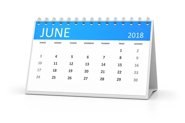 Tabela calendário 2018 junho — Fotografia de Stock