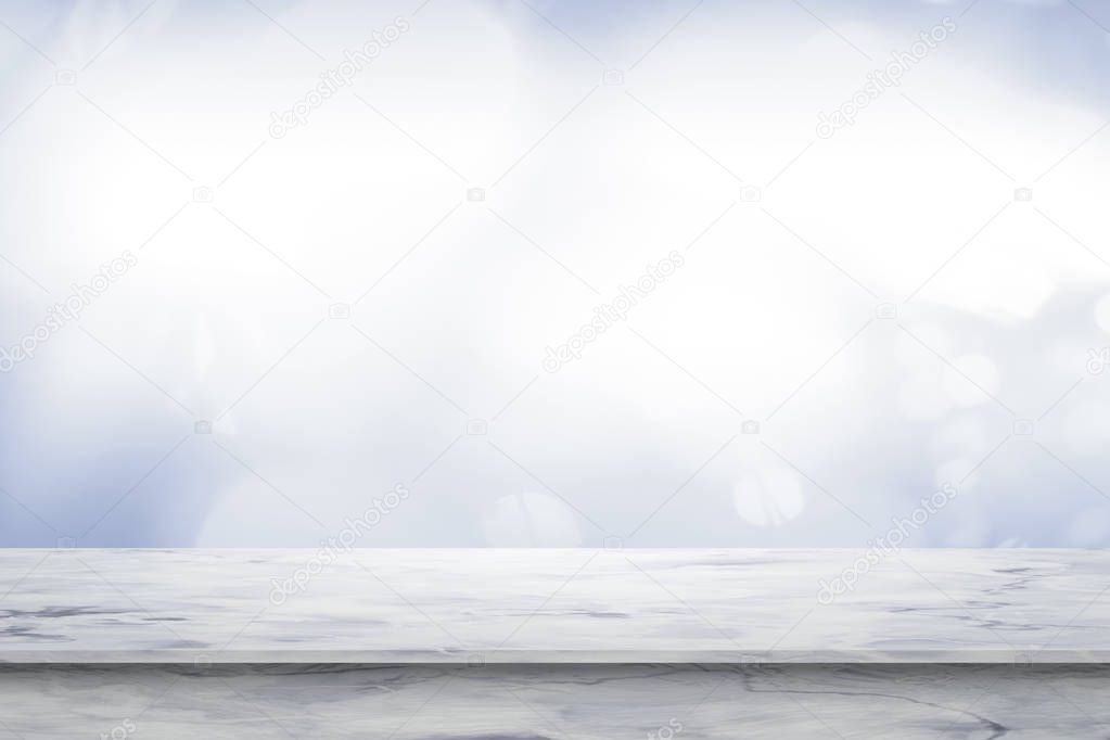 Empty white marble table top