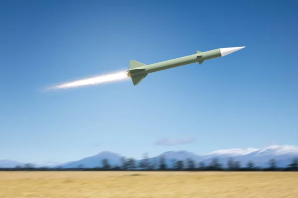 Bomba de cohete nuclear voladora Fotos de stock libres de derechos