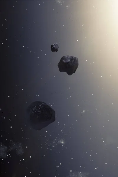 Asteroids in the deep space — Stock Photo, Image