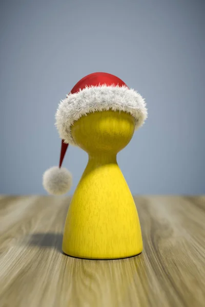En röd jul hatt på en gul spel figur — Stockfoto