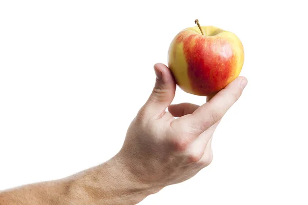 An apple holding by a male hand — Stock Photo, Image