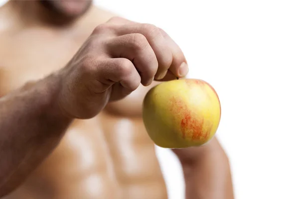 Une exploitation de pommes par une main masculine — Photo