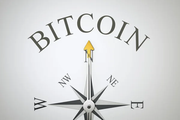 Brújula con la palabra bitcoin — Foto de Stock
