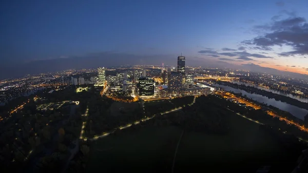 panoramic view of illuminated Vienna at night