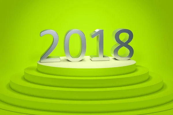 Ilustración Año Nuevo 2018 Sobre Fondo Verde — Foto de Stock