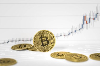 grafik arka planı üzerinde bitcoins