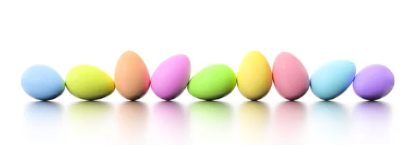 Row of dyed easter eggs — Stock Photo, Image