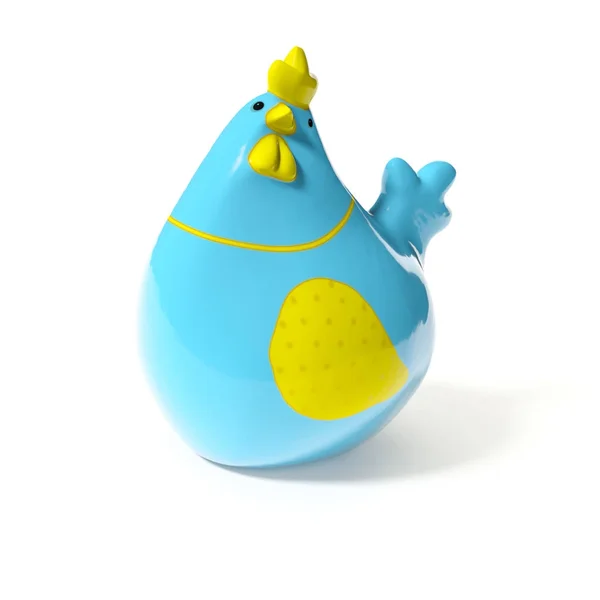 Illustration Stylish Blue Yellow Ceramic Chicken Easter Decoration — Stock Photo, Image