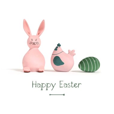 bir tavşan tavuk ve yumurta Paskalya dekorasyon 3D çizimi