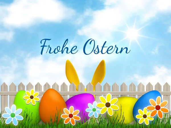 Illustration Easter Graphic Happy Easter German Language — Stock Photo, Image