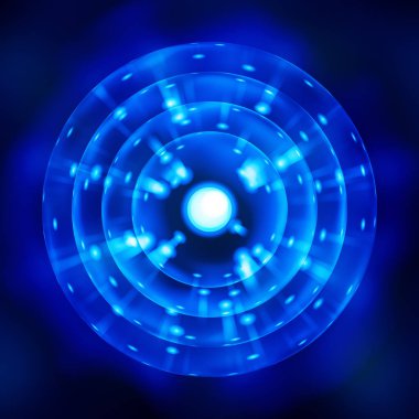 Stilize mavi atom simgesinin resmi