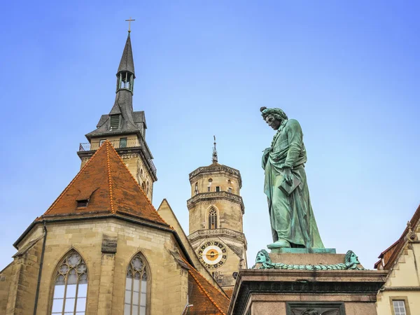 Een Afbeelding Van Het Standbeeld Van Schiller Stuttgart Duitsland — Stockfoto