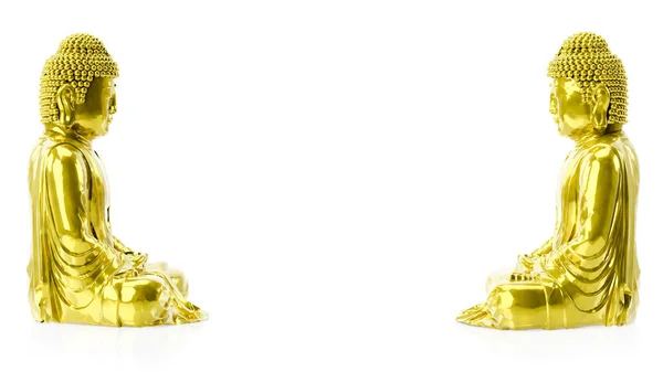 Ilustração Duas Figuras Buda Douradas Com Espaço Cópia Entre Eles — Fotografia de Stock
