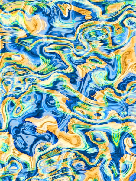橙色和蓝色波浪的抽象图案 — 图库照片
