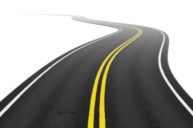 beyaz zemin üzerinde bir yol 3D çizimi