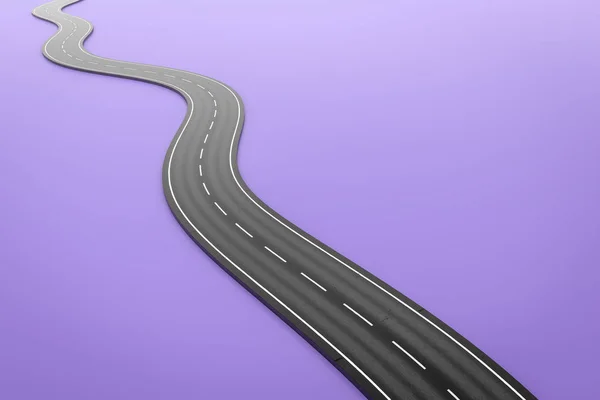 Illustration Einer Kurvenreichen Straße Auf Violettem Hintergrund — Stockfoto