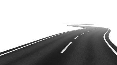 Beyaz arka plan üzerinde izole dolambaçlı yol 3D çizimi