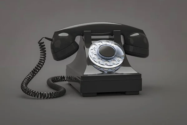 Illustratie Van Een Oude Zwarte Telefoon Grijs — Stockfoto