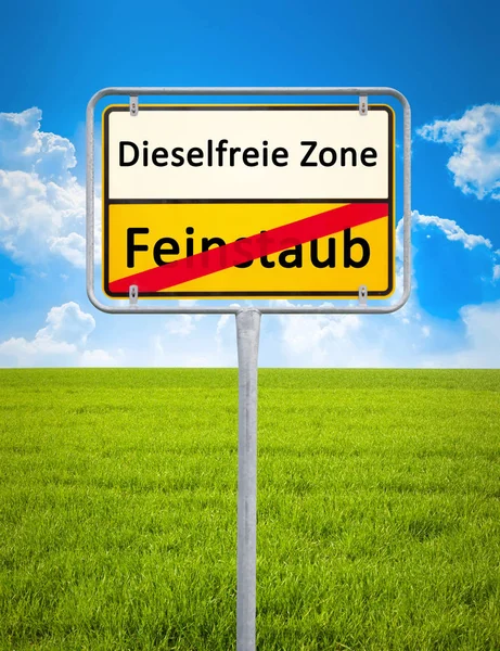 Tyska Staden Skylt Med Texten Diesel Frizon Inga Partiklar Tyskt — Stockfoto