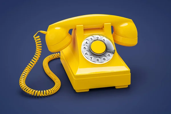 Illustration Old Orange Phone Blue Background — Stock Photo, Image