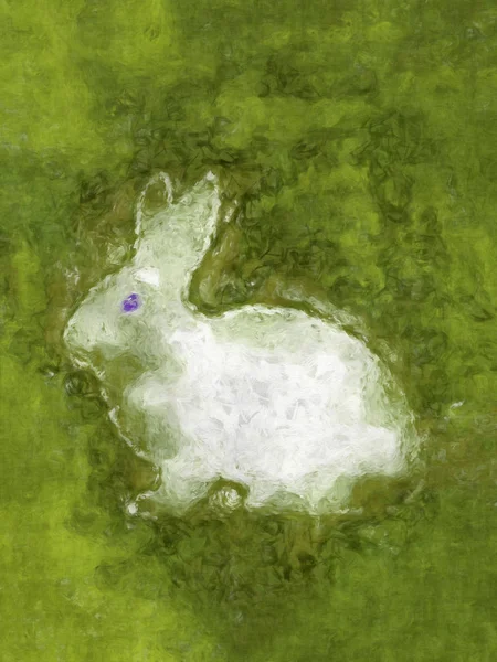 Εικονογράφηση Των White Rabbit Πάσχα Στην Πράσινη Χλόη Έννοια Ενοικιαζόμενα — Φωτογραφία Αρχείου