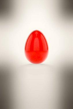 beyaz zemin üzerine kırmızı bir Easter egg 3D çizimi