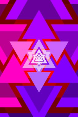 siyah arka plan üzerine pembe ve mor üçgenler ile soyut desen