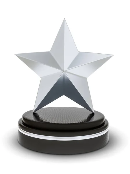 Silver Star Trophy Isolerad Vit Bakgrund — Stockfoto