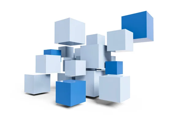 Construção Cubos Azuis Sobre Fundo Branco — Fotografia de Stock