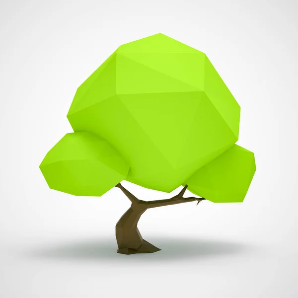 Grüne Low Poly Baum Auf Jammern Hintergrund — Stockfoto