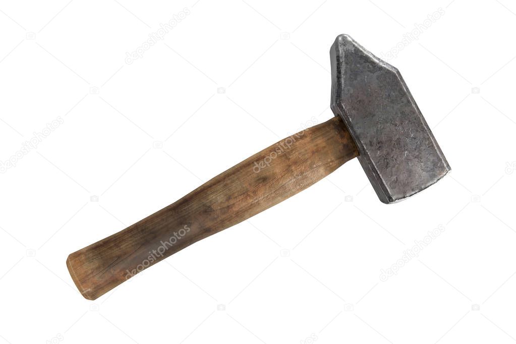 typical old hammer isolated on white background
