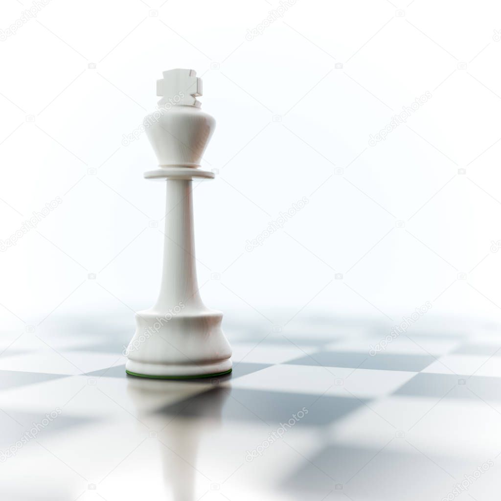 one white king figure on chess board