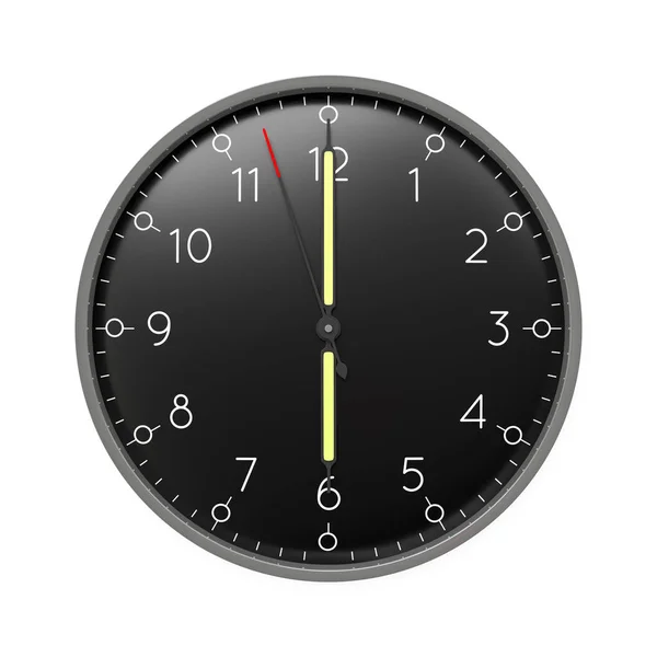 Relógio Preto Com Setas Amarelas Mostrando Seis — Fotografia de Stock