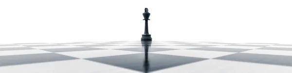 Eine Schwarze Königsfigur Auf Dem Schachbrett — Stockfoto