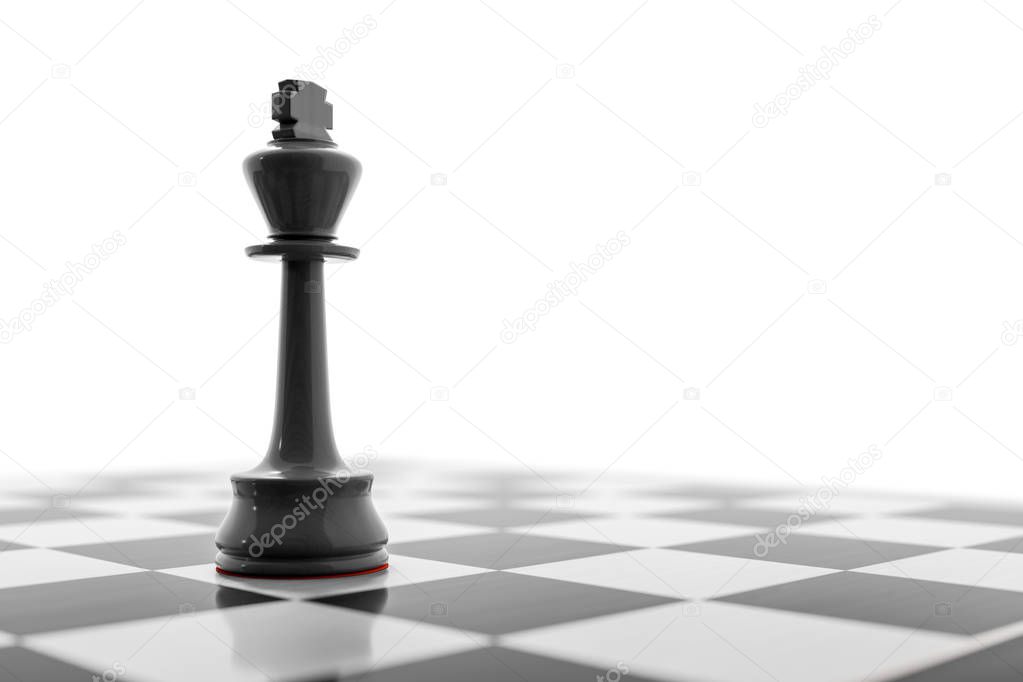 one black king figure on chess board